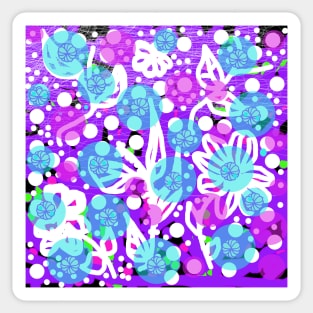 Tropicana. A bright, floral summery design in pink, purple, blue and white. Sticker